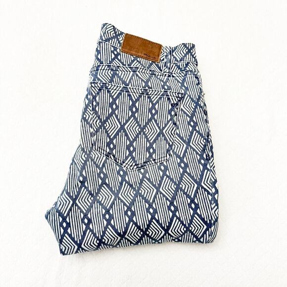 Madewell High Riser Skinny Patterned Blue Jean Denim Pants Size 25 - Picture 1 of 8